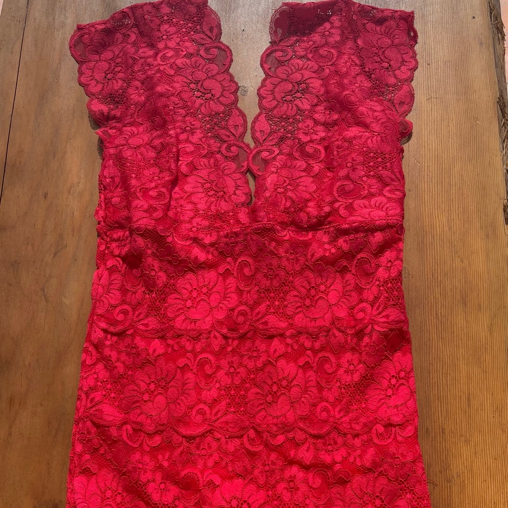 HAH red, Lacey bodysuit